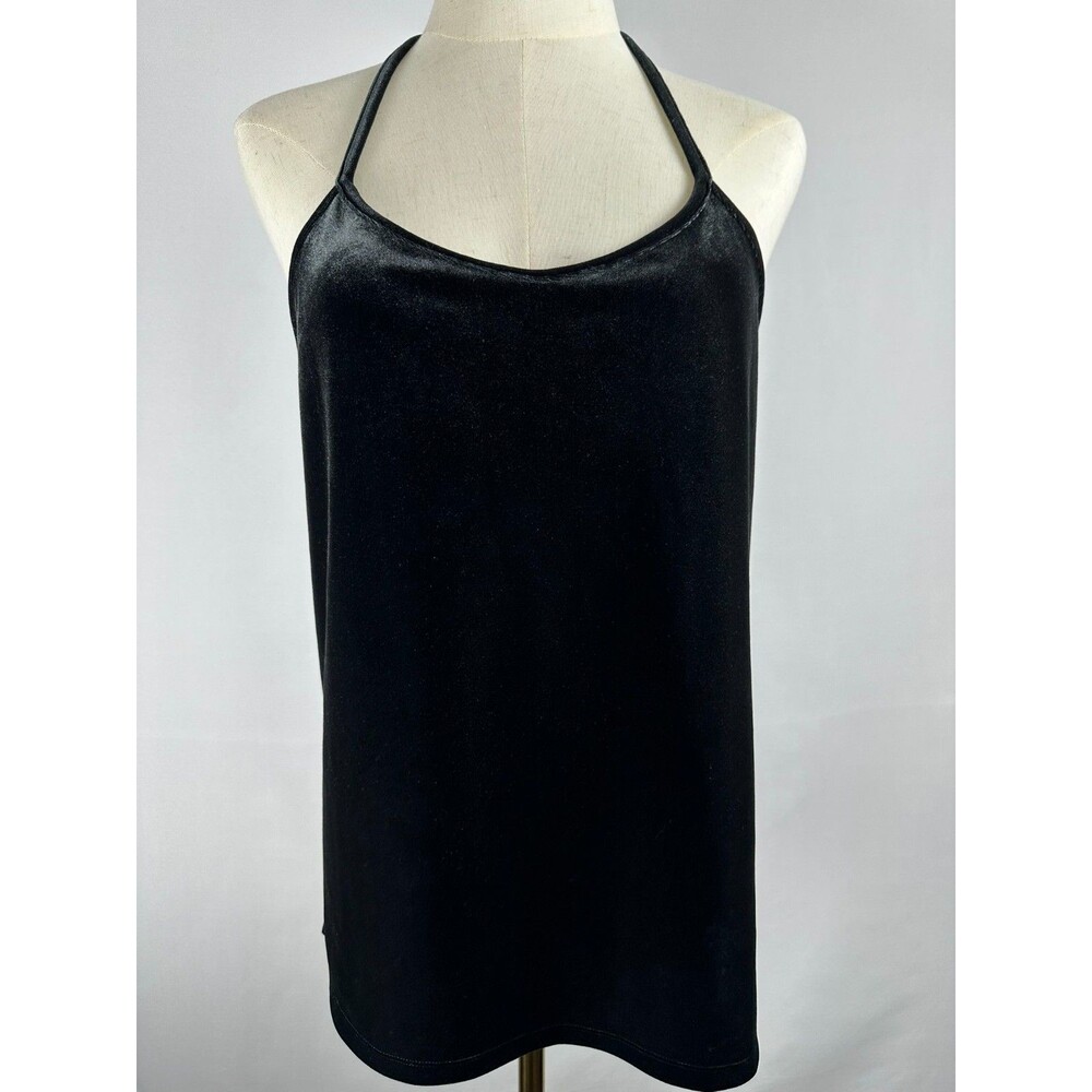 Gap Velvet Halter Top M‎ Black Racerback Tank Y2K Glam Whimsigoth Fairy Grunge